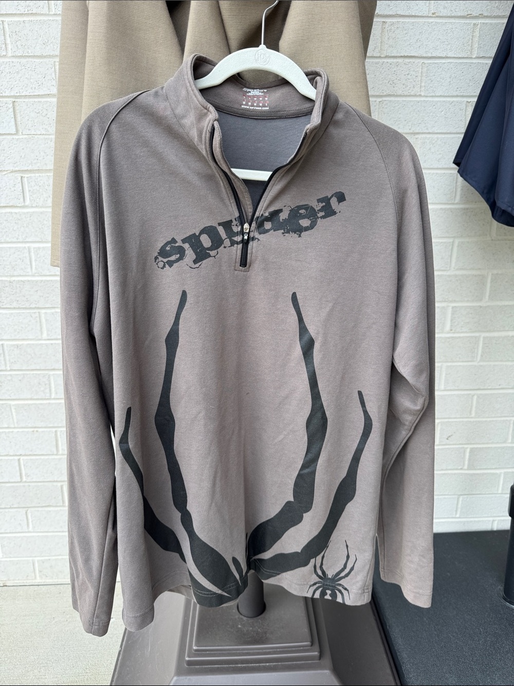 Spyder Men’s Taupe Quarter-Zip Pullover with Black Graphic